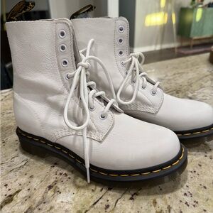 Dr. Martens Off-White Leather Combat Boots NWOT